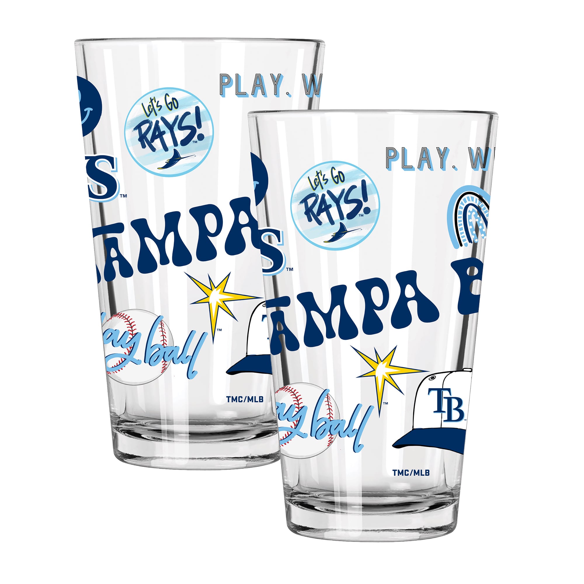 The Memory Company Tampa Bay Rays Loco 16oz Pint Glass Two-Piece Set