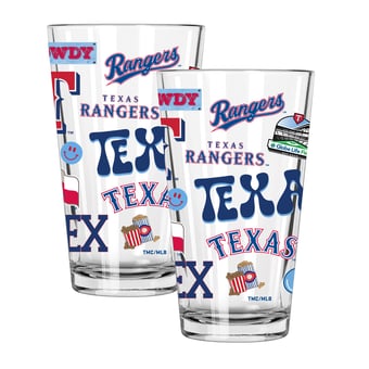 The Memory Company Texas Rangers Loco 16oz Pint Glass Two-Piece Set