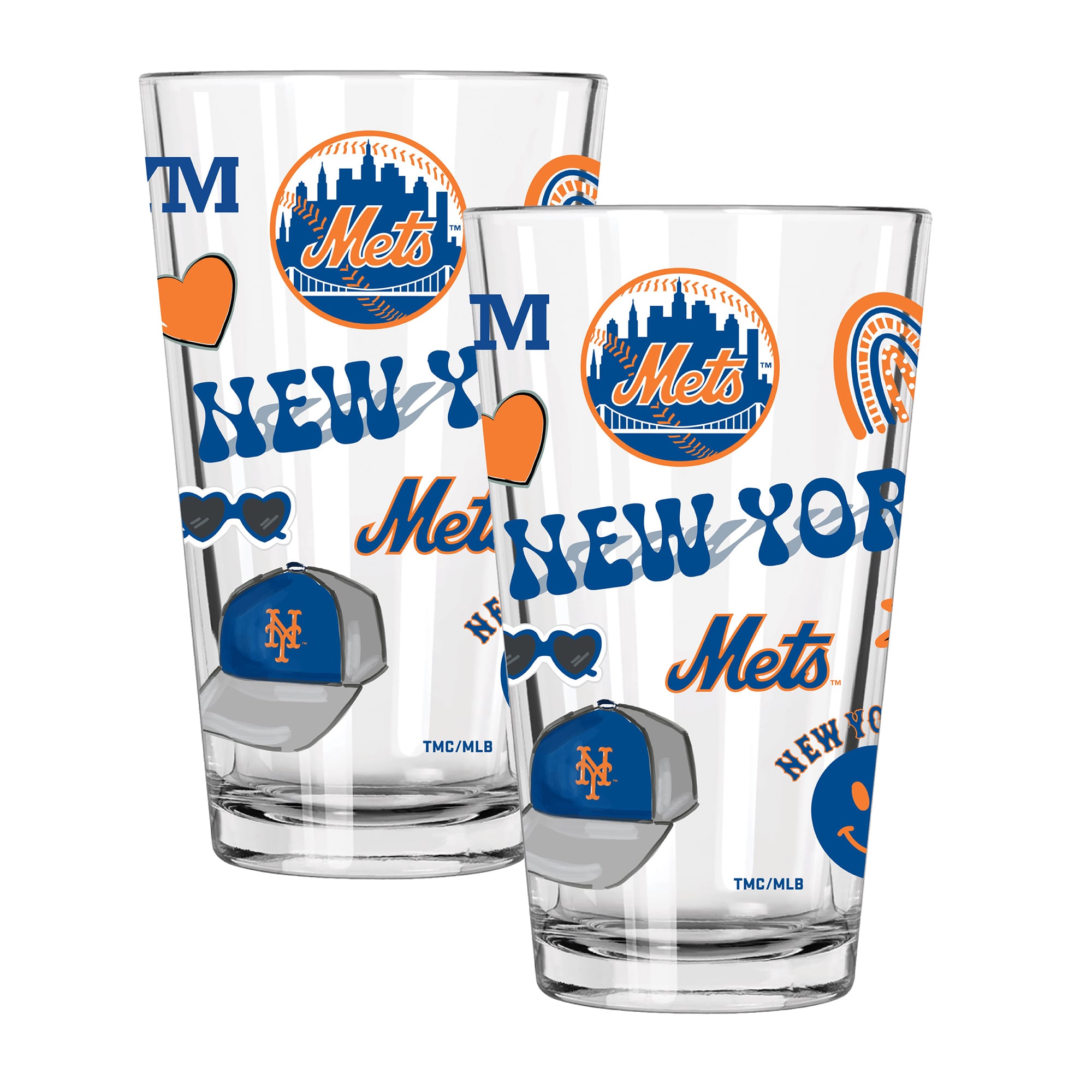 The Memory Company New York Mets Loco 16oz Pint Glass Two-Piece Set