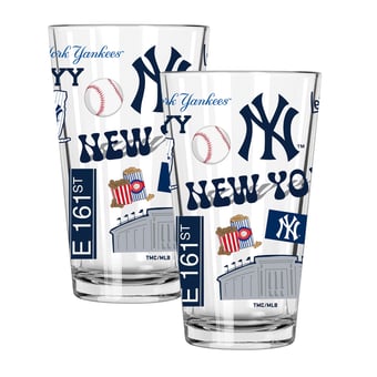 The Memory Company New York Yankees Loco 16oz Pint Glass Two-Piece Set