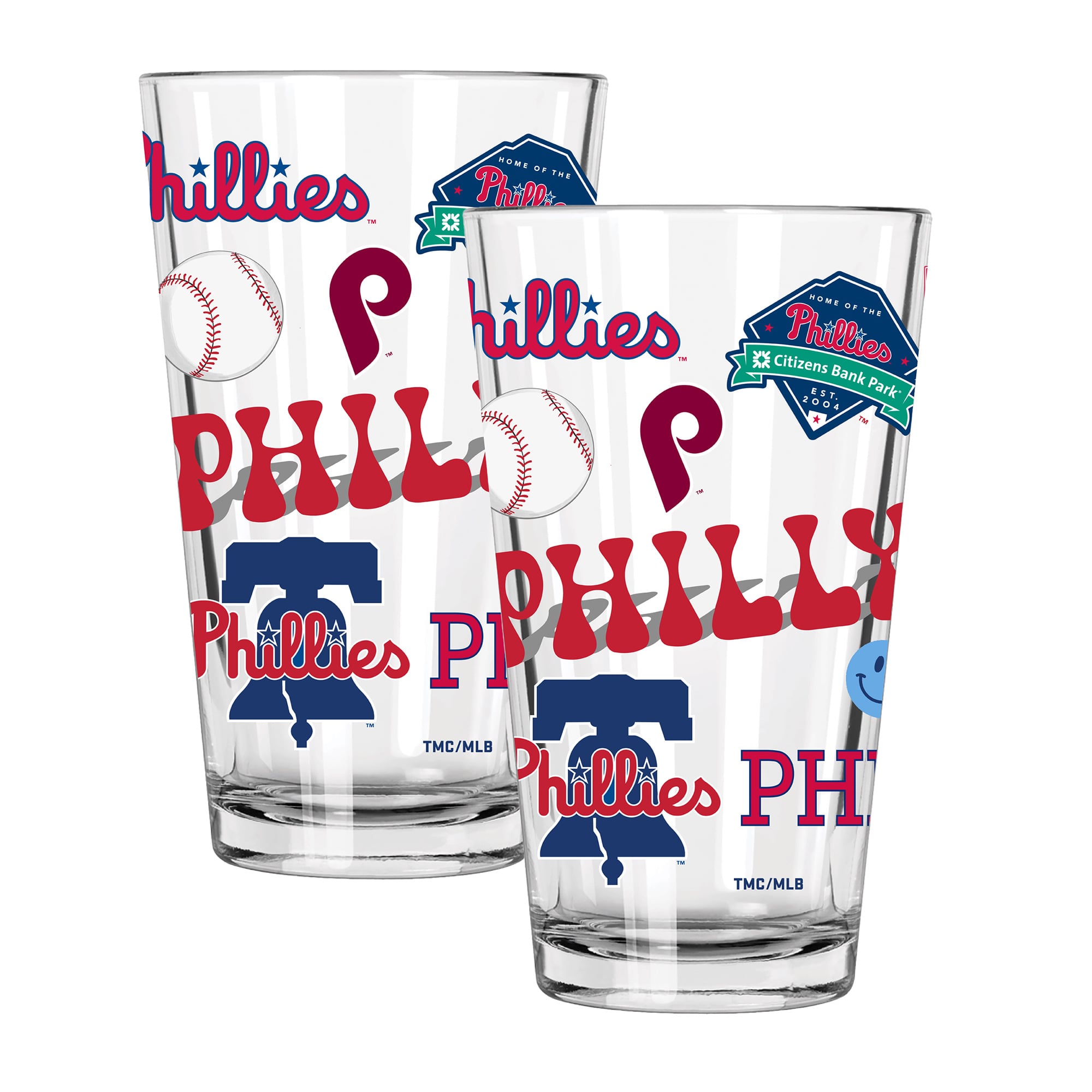 The Memory Company Philadelphia Phillies Loco 16oz Pint Glass Two-Piece Set