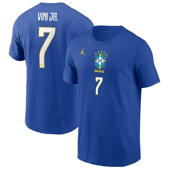 Men's Jordan Brand Vini Jr. Royal Brazil National Team Name & Number T-Shirt