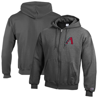 Men's Champion Charcoal Arizona Diamondbacks Powerblend Full-Zip Hoodie