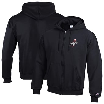 Men's Champion Black Los Angeles Dodgers Powerblend Full-Zip Hoodie