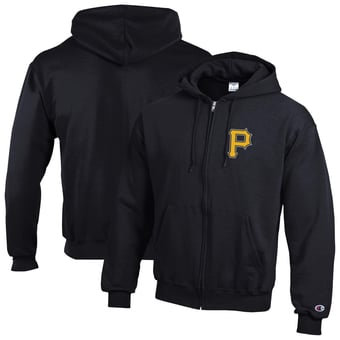 Men's Champion Black Pittsburgh Pirates Powerblend Full-Zip Hoodie