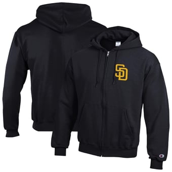 Men's Champion Black San Diego Padres Powerblend Full-Zip Hoodie