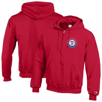 Men's Champion Red Texas Rangers Powerblend Full-Zip Hoodie