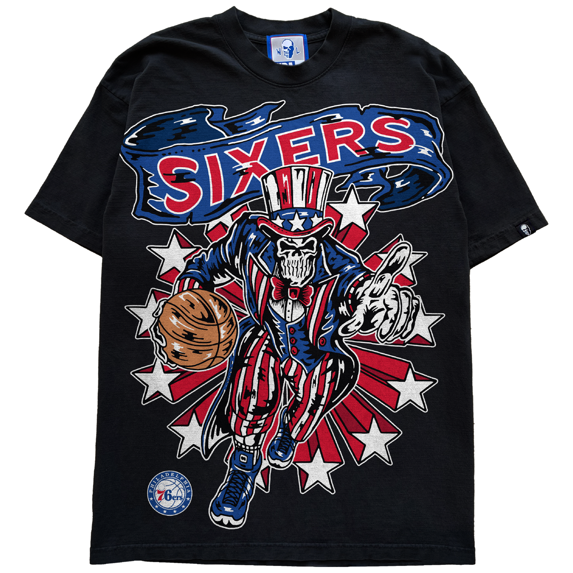 Men's Warren Lotas Black Philadelphia 76ers Stars and Stripes T-Shirt