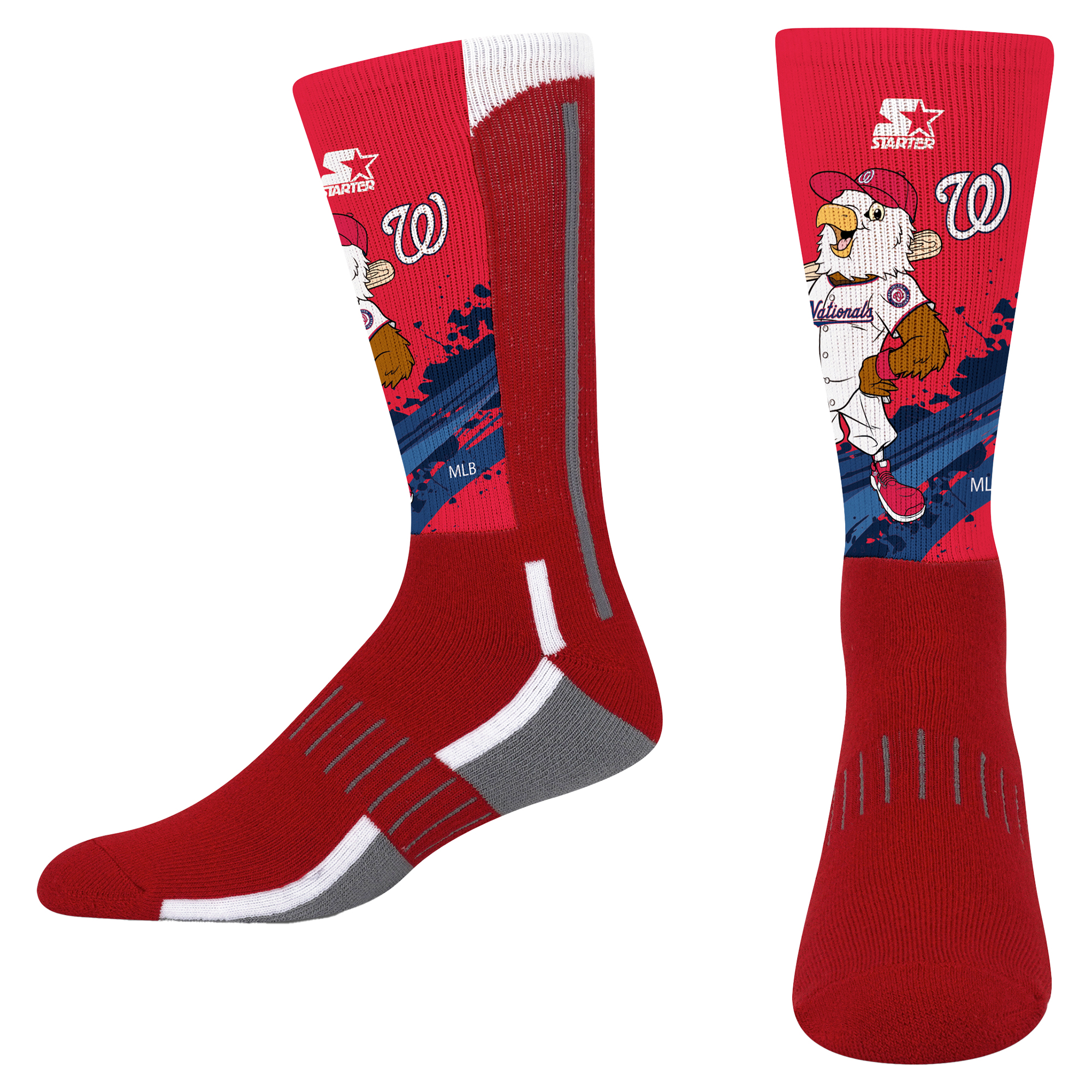 Youth Starter Red Washington Nationals Phenom Mascot Color Splash Crew Socks Youth Starter Red Washington Nationals Phenom Mascot Color Splash Crew Socks
