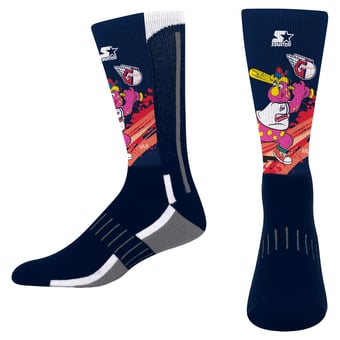Youth Starter Navy Cleveland Guardians Phenom Mascot Color Splash Crew Socks