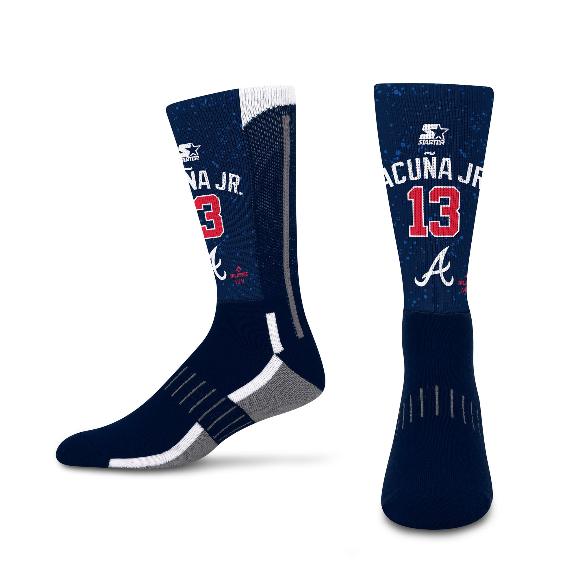 Youth Starter Ronald Acuña Jr. Navy Atlanta Braves Jersey Arch Crew Socks
