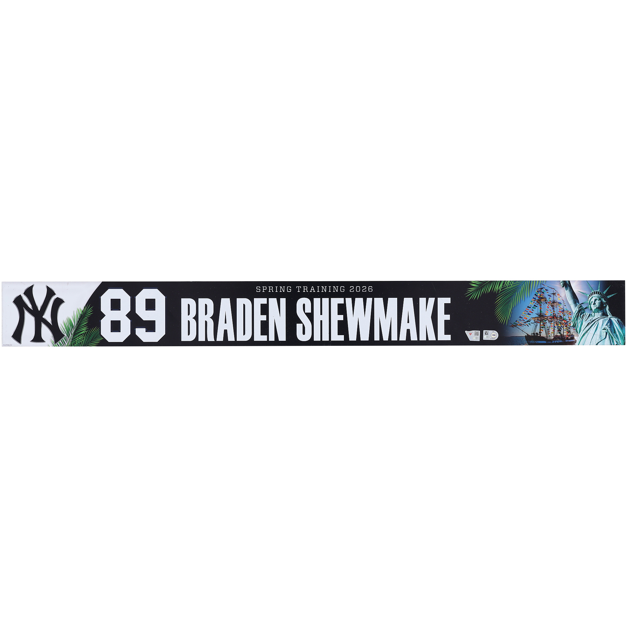 Braden Shewmake New York Yankees Player-Issued #89 Nameplate from 2026 MLB Spring Training