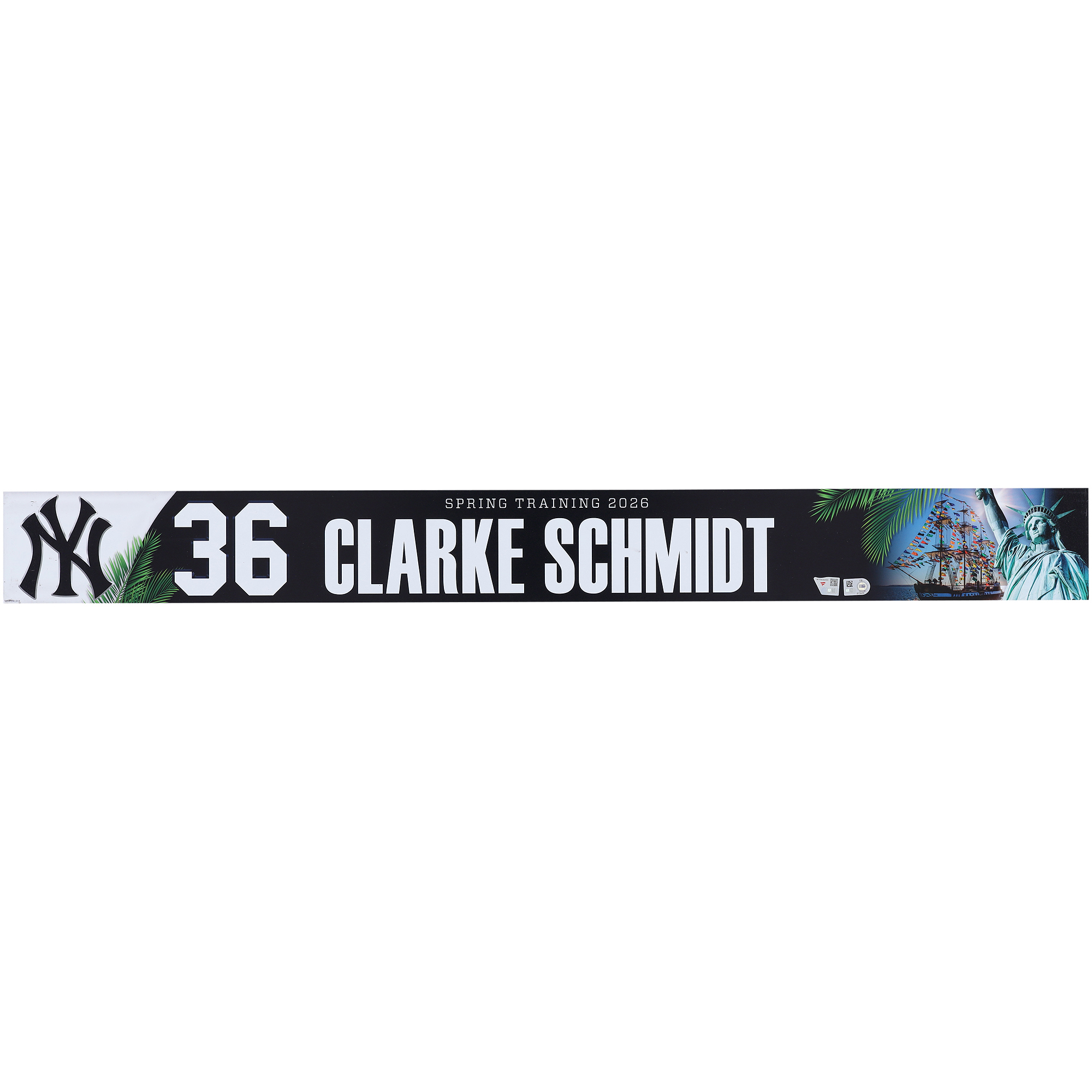 Clarke Schmidt New York Yankees Player-Issued #36 Nameplate from 2026 MLB Spring Training
