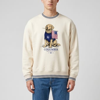 Unisex Uscape Apparel Cream Columbia University Americana Good Boy Ribbed Premium Sweatshirt