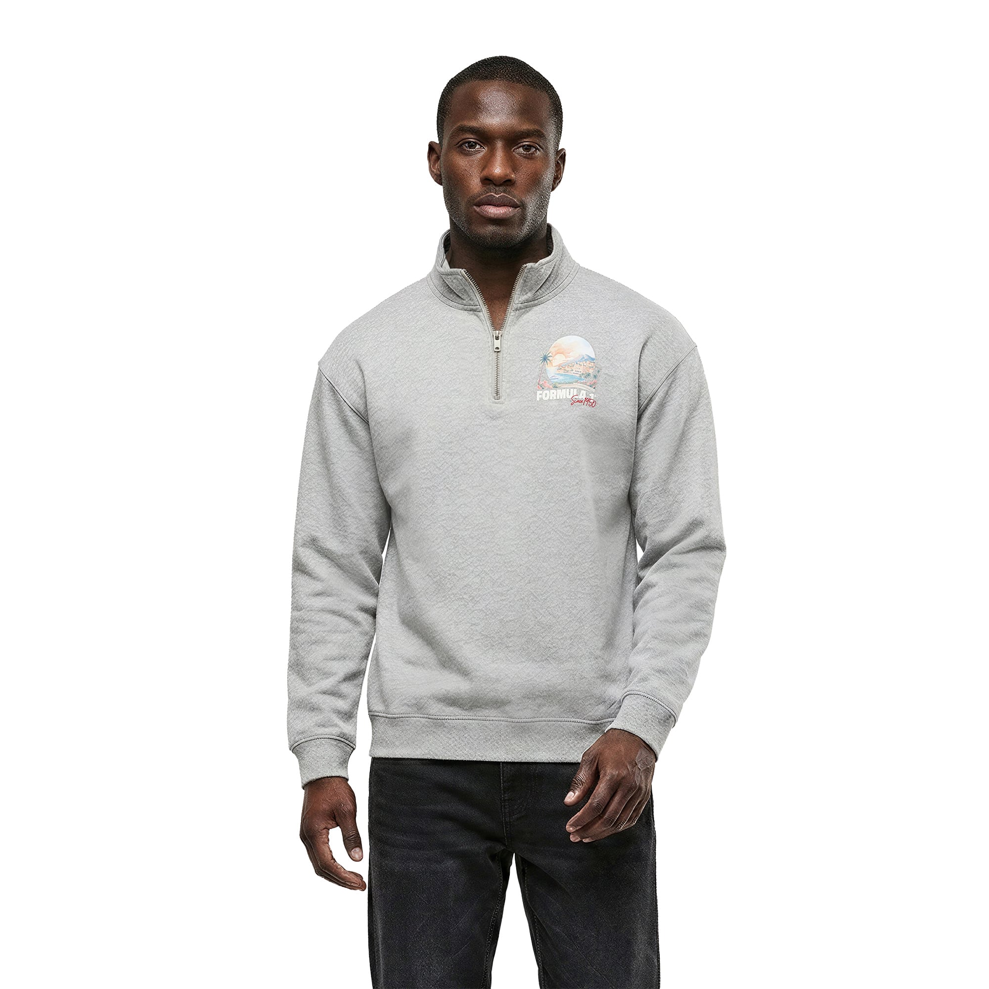 Formula 1 Retro Graphic 1/4 Zip Sweatshirt - Grey