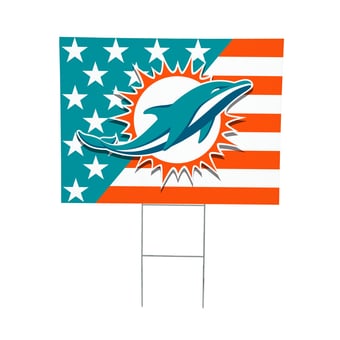 Miami Dolphins 18" x 24" Patriotic Americana Stars & Stripes Flag Outdoor Yard Sign