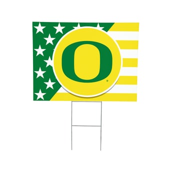 Oregon Ducks 18" x 24" Patriotic Americana Stars & Stripes Flag Outdoor Yard Sign