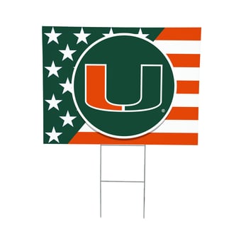 Miami Hurricanes 18" x 24" Patriotic Americana Stars & Stripes Flag Outdoor Yard Sign