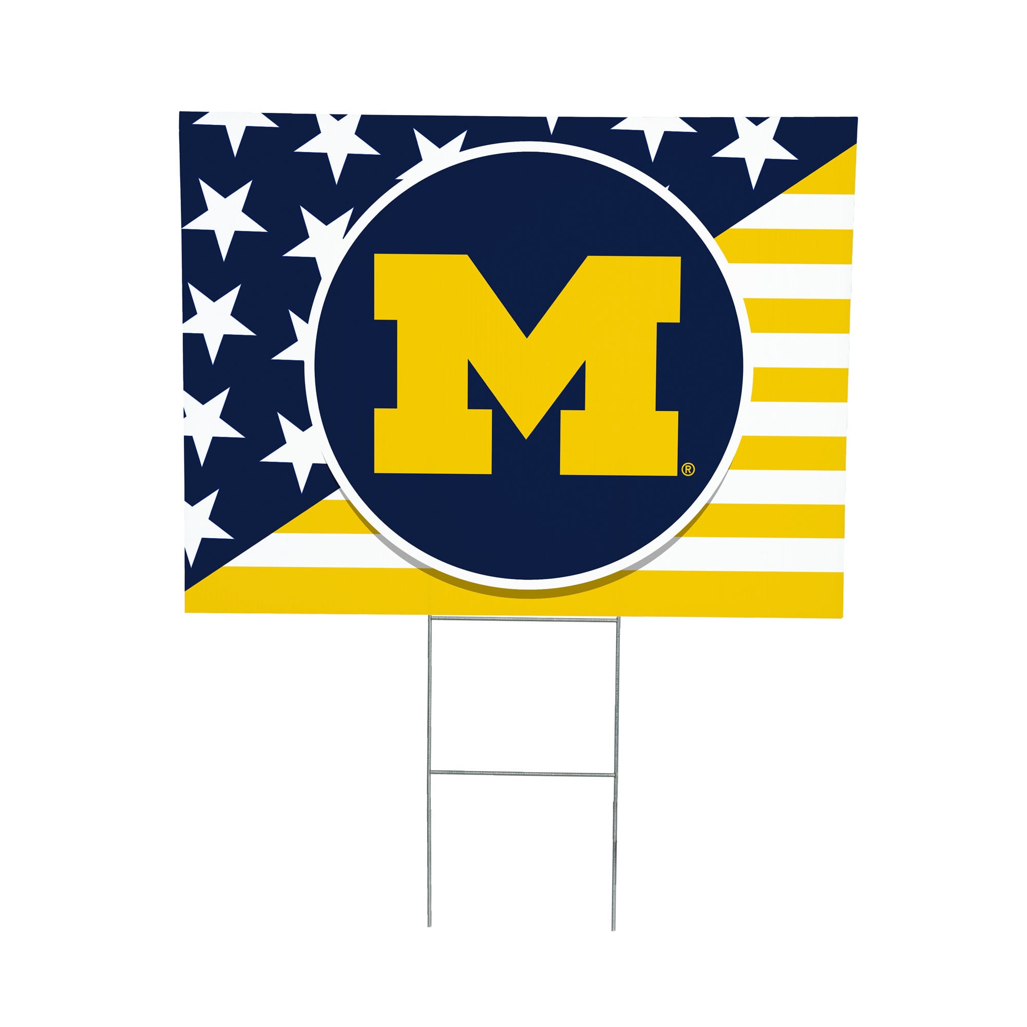 Michigan Wolverines 18" x 24" Patriotic Americana Stars & Stripes Flag Outdoor Yard Sign