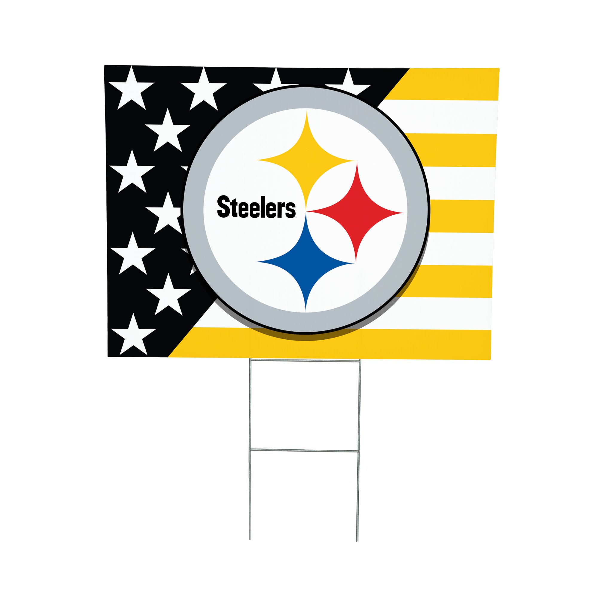 Pittsburgh Steelers 18" x 24" Patriotic Americana Stars & Stripes Flag Outdoor Yard Sign