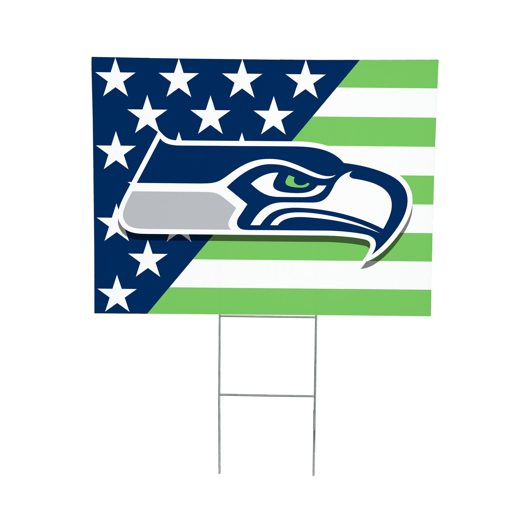 Seattle Seahawks 18" x 24" Patriotic Americana Stars & Stripes Flag Outdoor Yard Sign