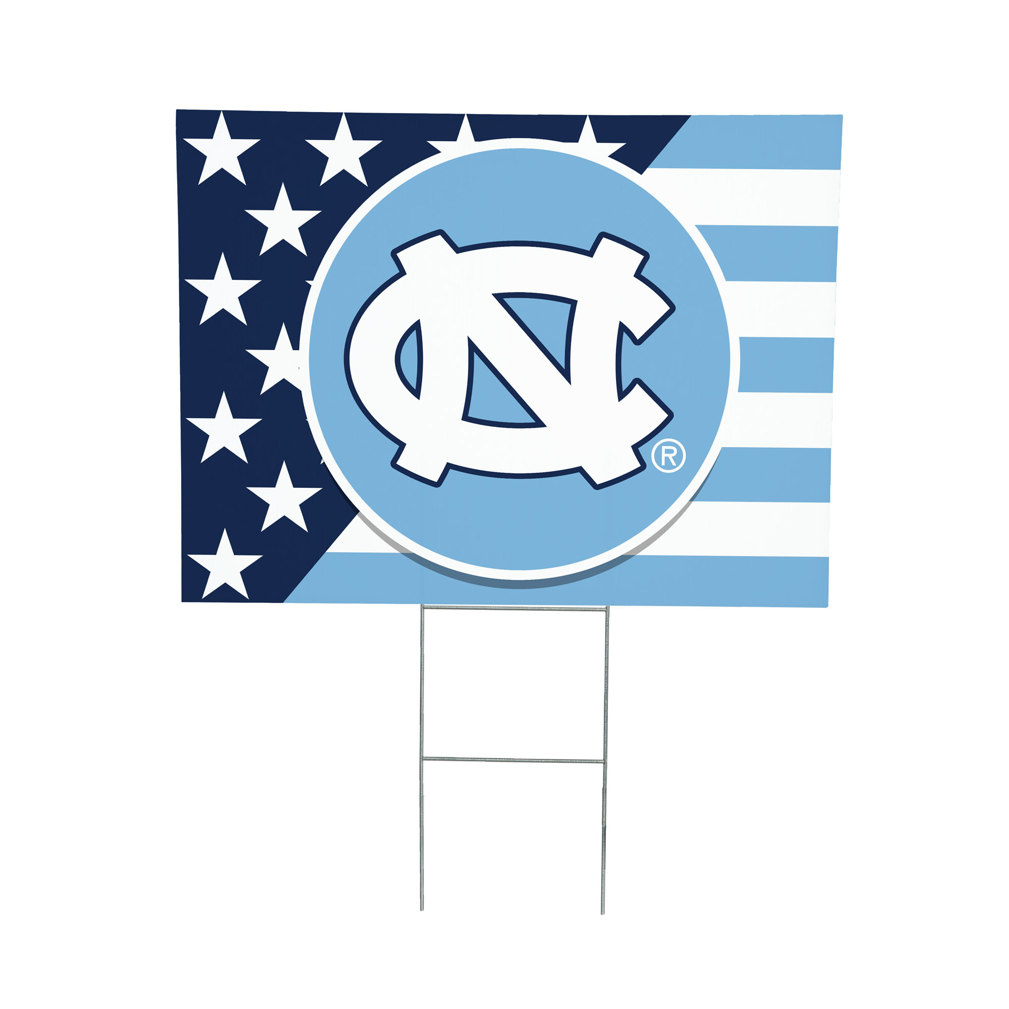 North Carolina Tar Heels 18" x 24" Patriotic Americana Stars & Stripes Flag Outdoor Yard Sign