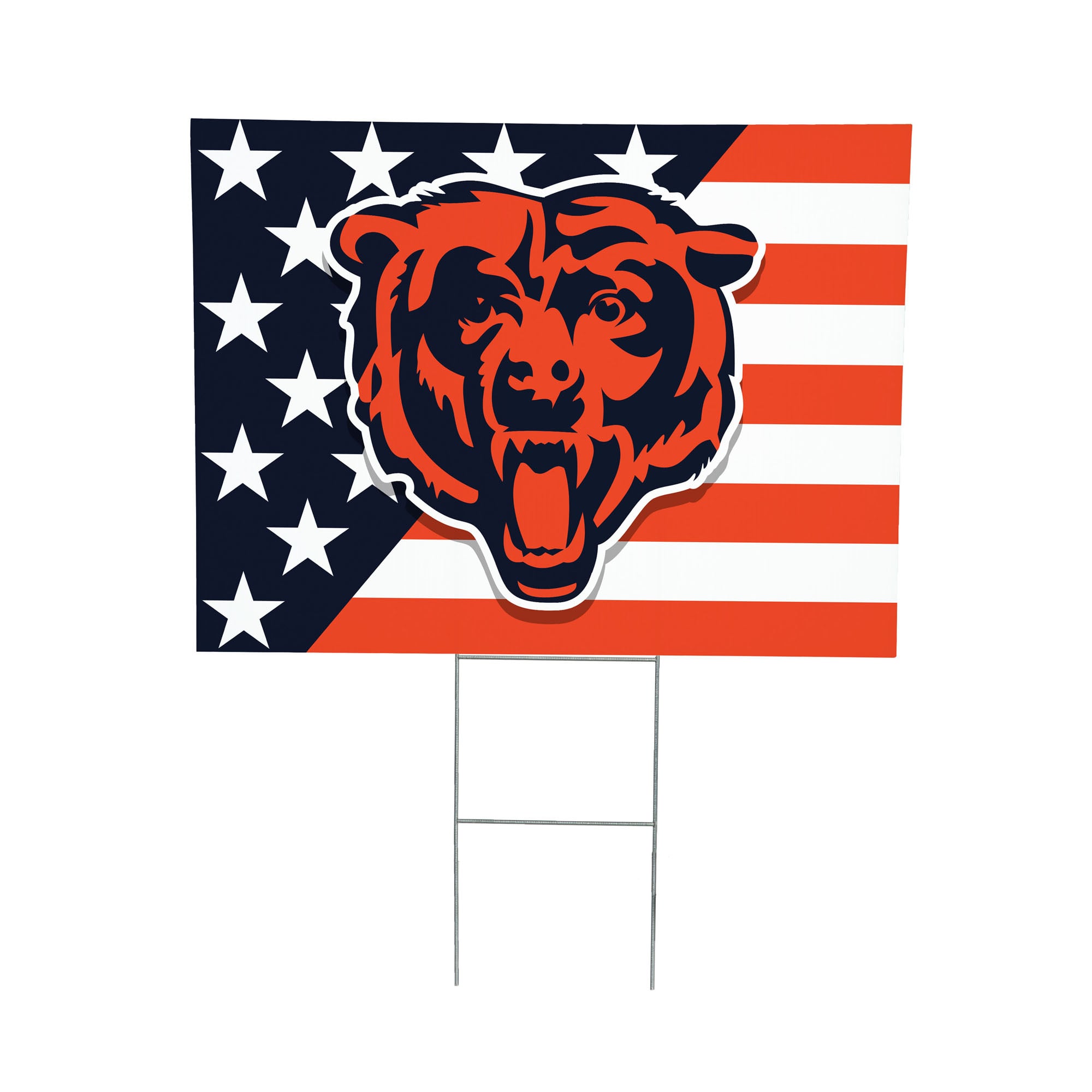 Chicago Bears 18" x 24" Patriotic Americana Stars & Stripes Flag Outdoor Yard Sign