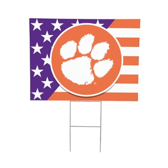 Clemson Tigers 18" x 24" Patriotic Americana Stars & Stripes Flag Outdoor Yard Sign