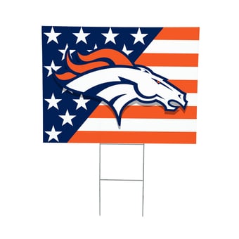Denver Broncos 18" x 24" Patriotic Americana Stars & Stripes Flag Outdoor Yard Sign