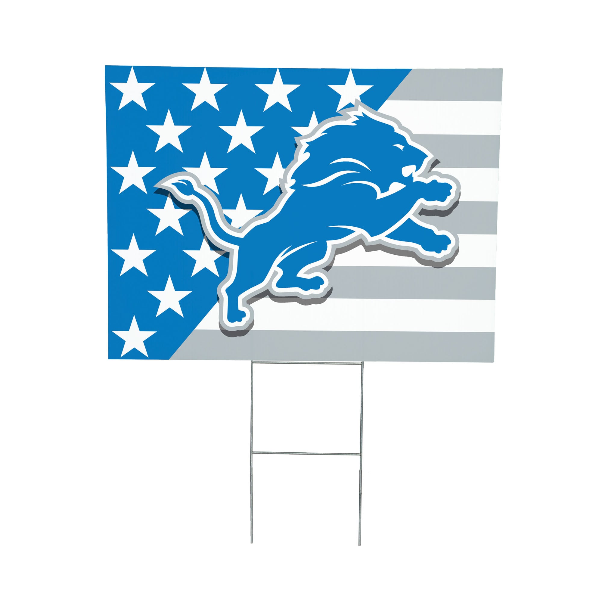 Detroit Lions 18" x 24" Patriotic Americana Stars & Stripes Flag Outdoor Yard Sign