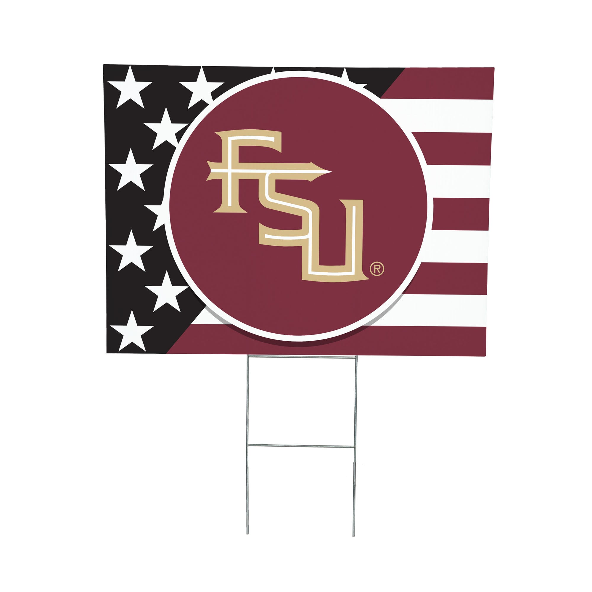 Florida State Seminoles 18" x 24" Patriotic Americana Stars & Stripes Flag Outdoor Yard Sign