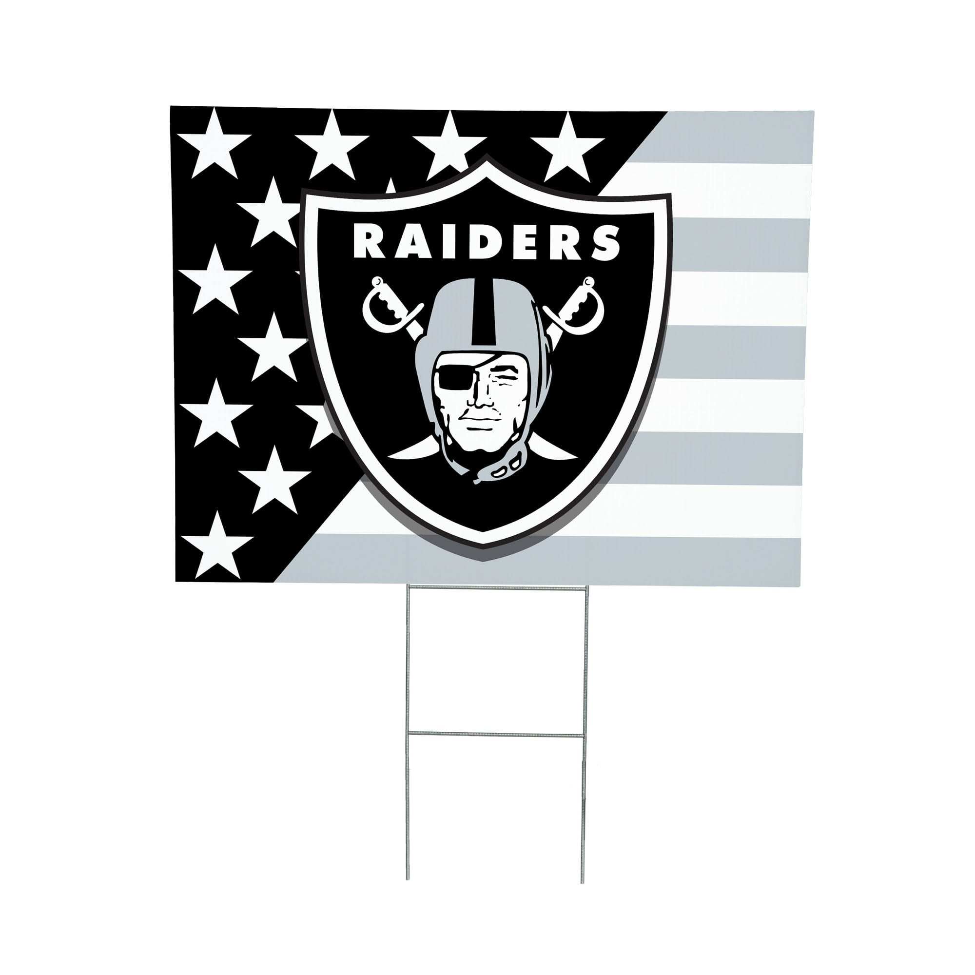 Las Vegas Raiders 18" x 24" Patriotic Americana Stars & Stripes Flag Outdoor Yard Sign