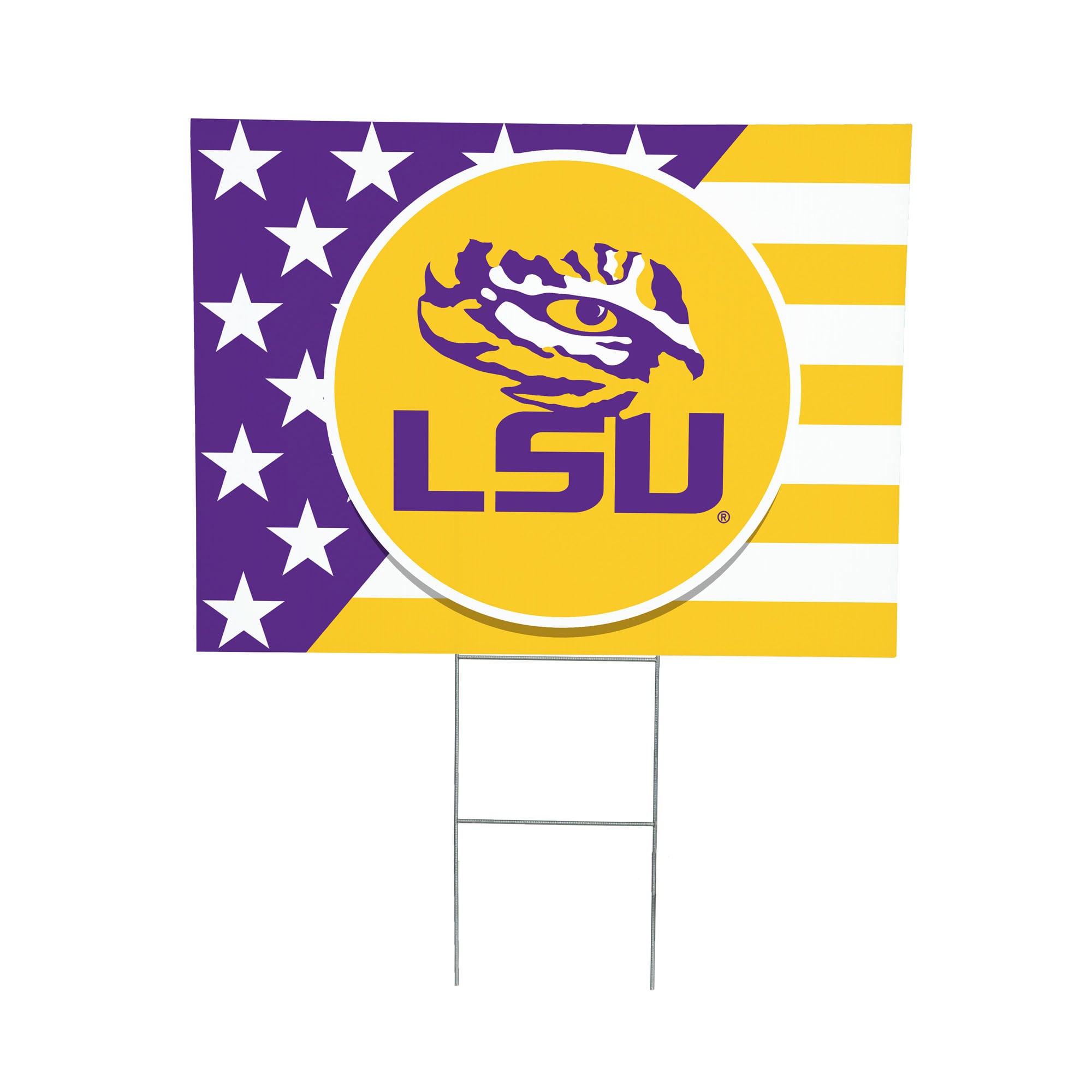 LSU Tigers 18" x 24" Patriotic Americana Stars & Stripes Flag Outdoor Yard Sign