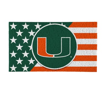 Miami Hurricanes 16" x 28" Stars & Stripes Patriotic Turf Mat