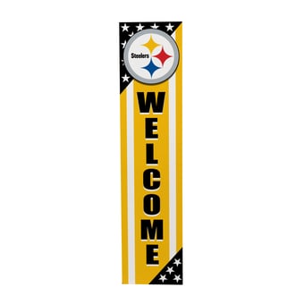 "Pittsburgh Steelers 46"" x 11"" Stars & Stripes Patriotic Porch Leaner Wood Sign"