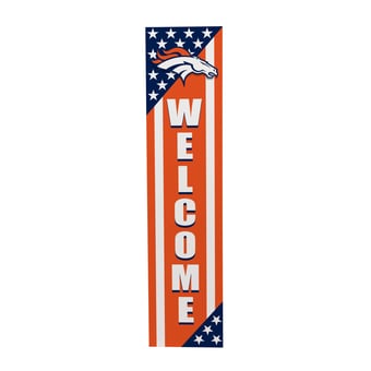 "Denver Broncos 46"" x 11"" Stars & Stripes Patriotic Porch Leaner Wood Sign"