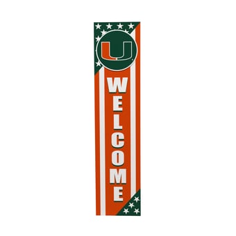 "Miami Hurricanes 46"" x 11"" Stars & Stripes Patriotic Porch Leaner Wood Sign"