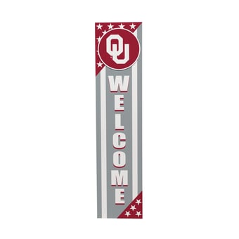 "Oklahoma Sooners 46"" x 11"" Stars & Stripes Patriotic Porch Leaner Wood Sign"