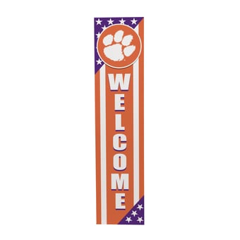 "Clemson Tigers 46"" x 11"" Stars & Stripes Patriotic Porch Leaner Wood Sign"