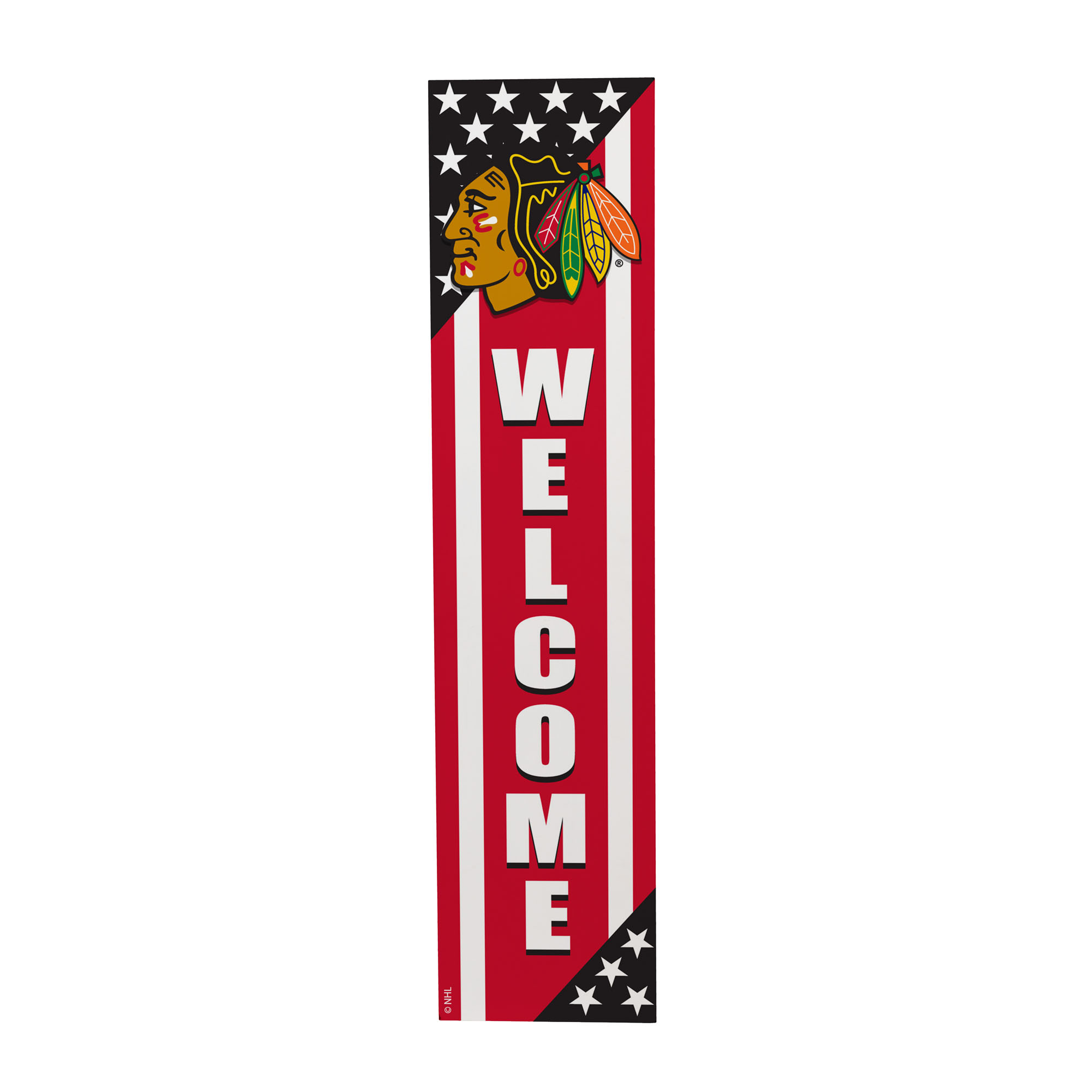 Chicago Blackhawks 46" x 11" Stars & Stripes Patriotic Porch Leaner Wood Sign