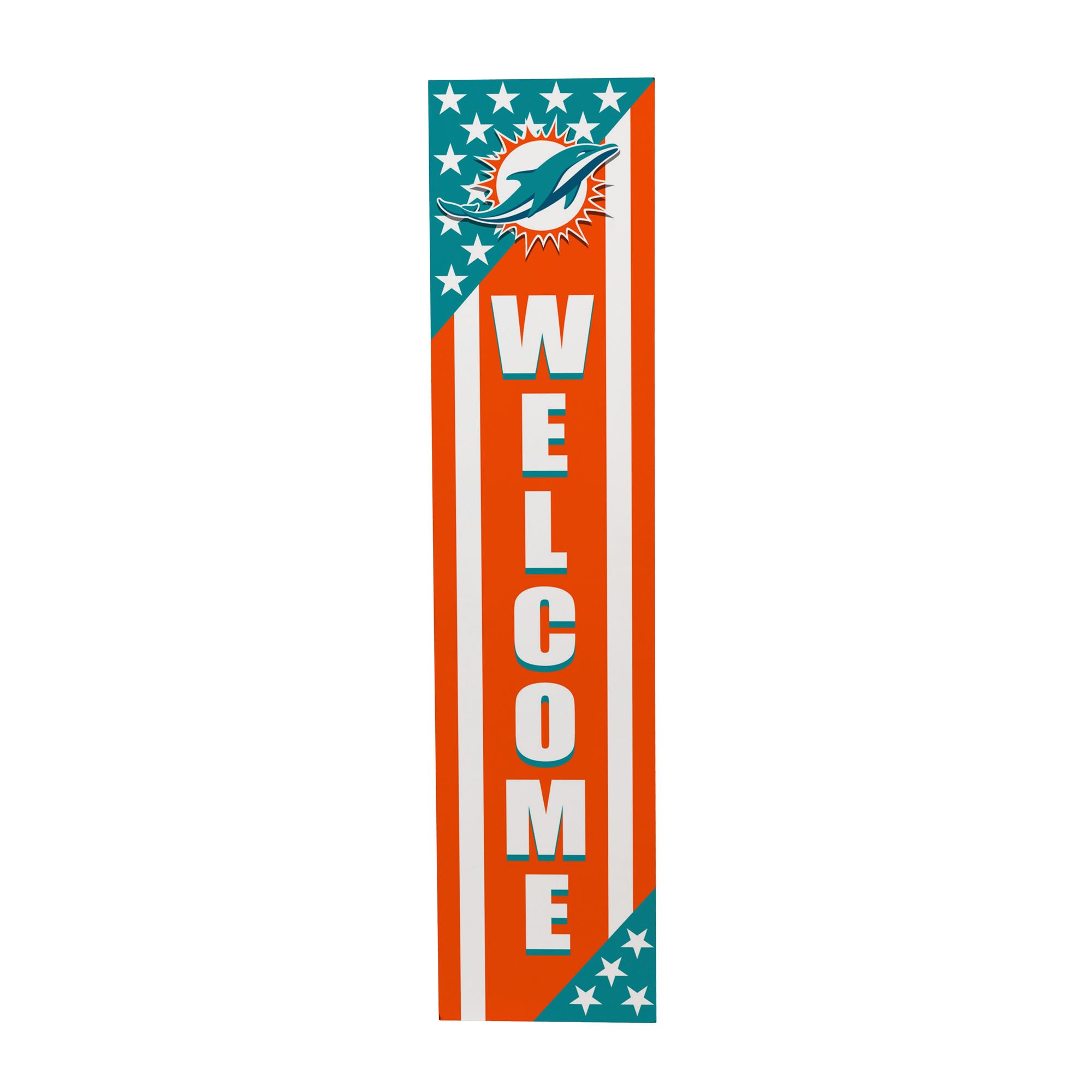 Miami Dolphins 46" x 11" Stars & Stripes Patriotic Porch Leaner Wood Sign