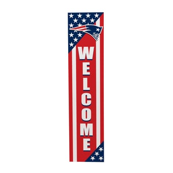 "New England Patriots 46"" x 11"" Stars & Stripes Patriotic Porch Leaner Wood Sign"