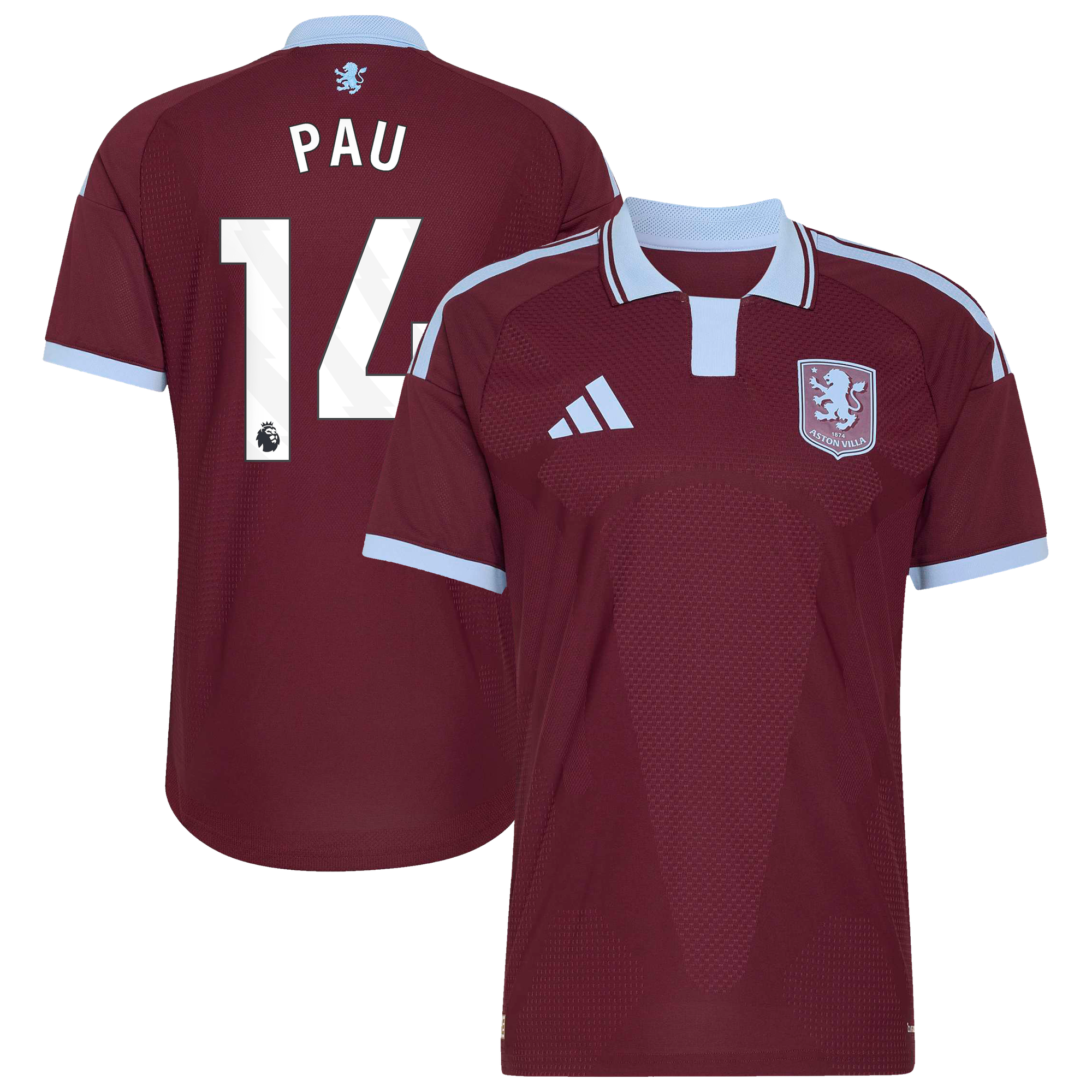 Camiseta adidas Autentica de la 1ª equipación del Aston Villa 2026-27 con dorsal Pau 14