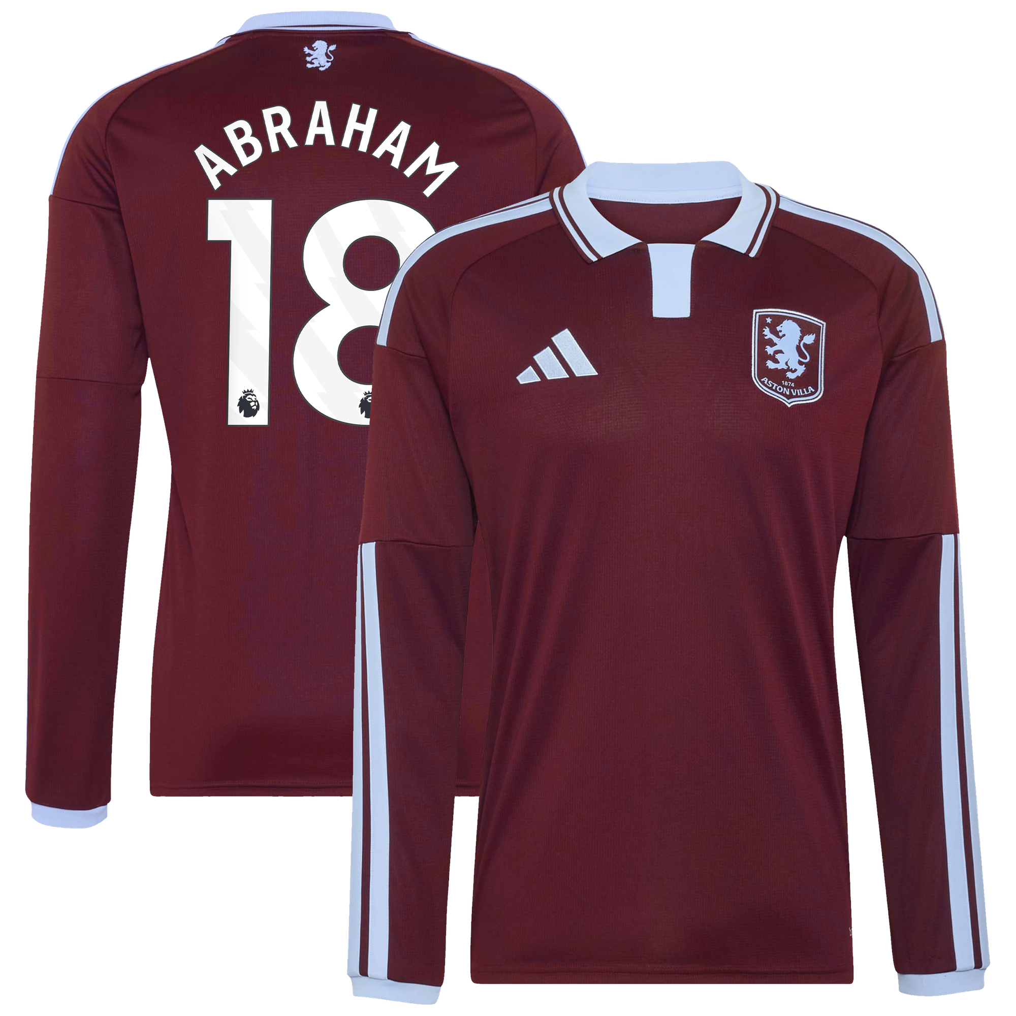 Camiseta adidas de la 1ª equipación del Aston Villa 2026-27 - Manga larga con dorsal Abraham 18
