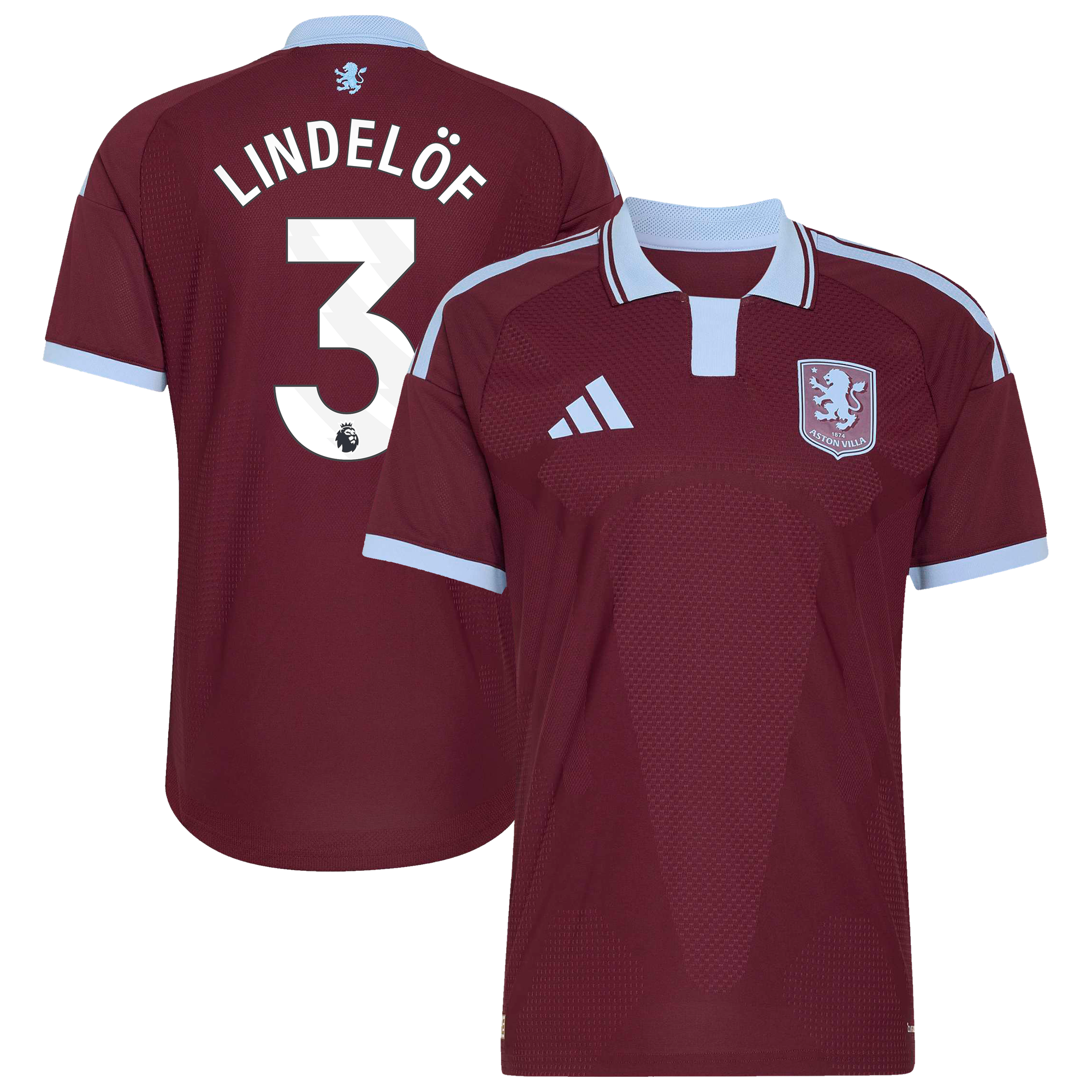 Camiseta adidas Autentica de la 1ª equipación del Aston Villa 2026-27 con dorsal Lindelöf 3