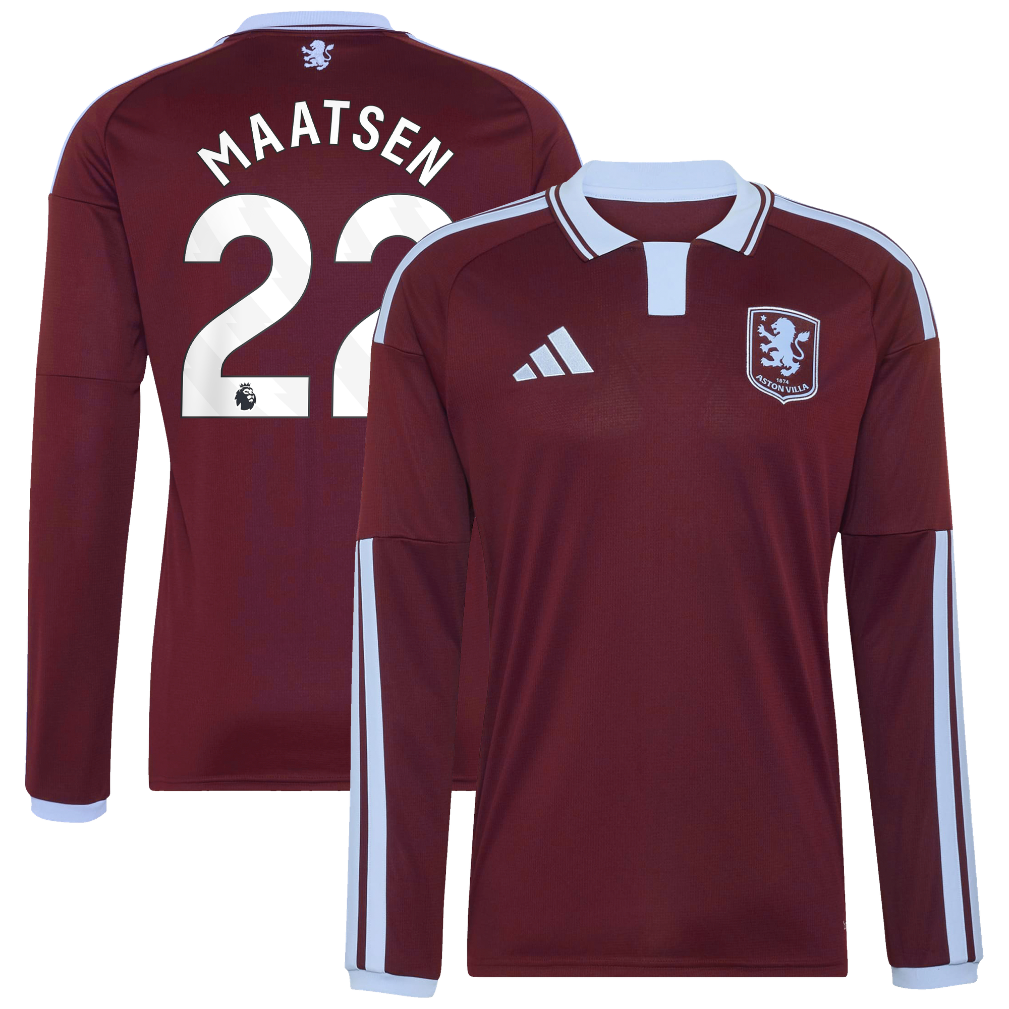 Camiseta adidas de la 1ª equipación del Aston Villa 2026-27 - Manga larga con dorsal Maatsen 22