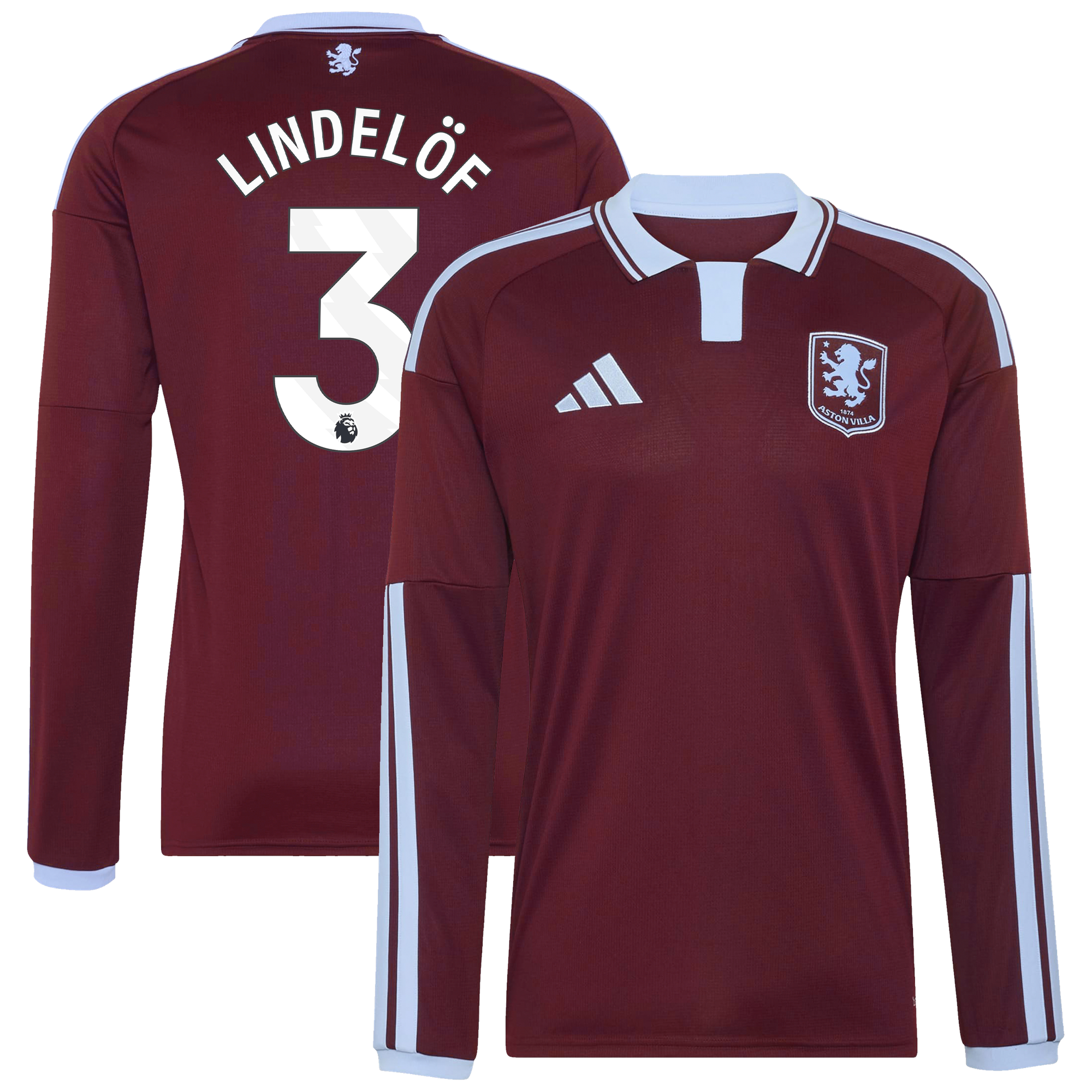 Camiseta adidas de la 1ª equipación del Aston Villa 2026-27 - Manga larga con dorsal Lindelöf 3