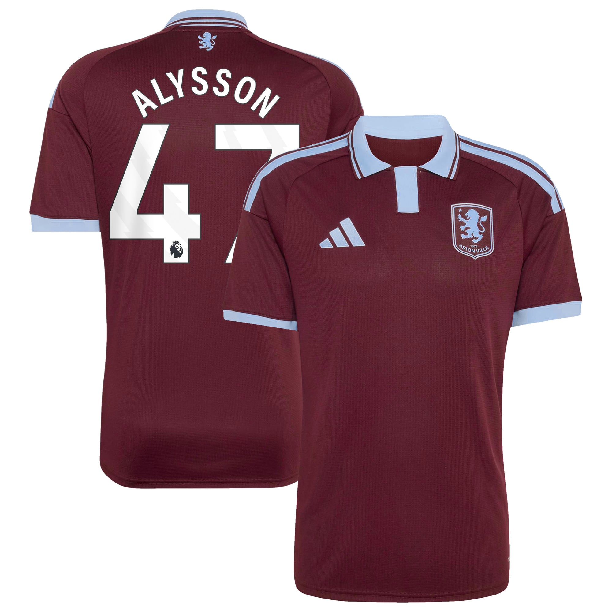 Camiseta adidas de la 1ª equipación del Aston Villa 2026-27 con dorsal Alysson 47