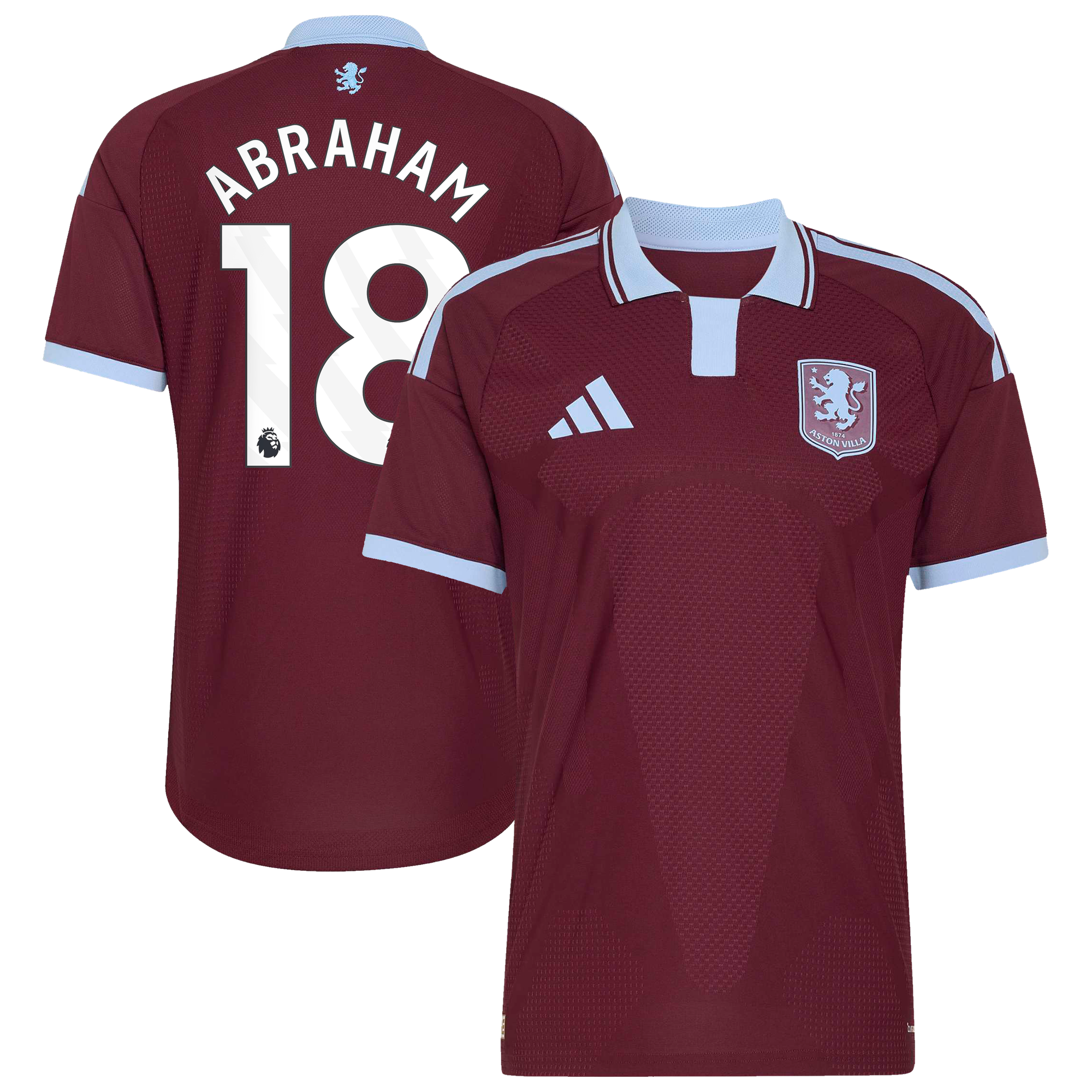 Camiseta adidas Autentica de la 1ª equipación del Aston Villa 2026-27 con dorsal Abraham 18