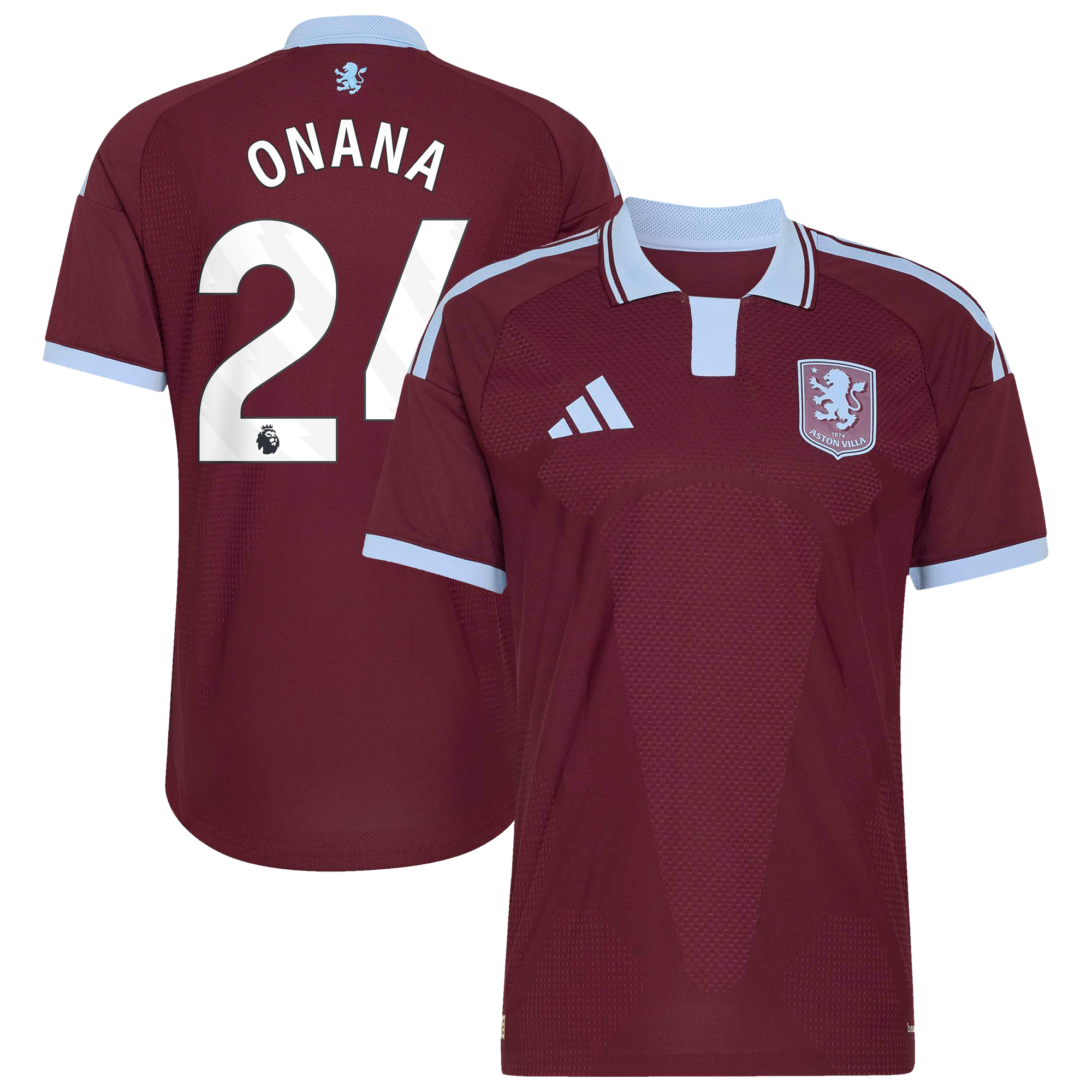 Camiseta adidas Autentica de la 1ª equipación del Aston Villa 2026-27 con dorsal Onana 24